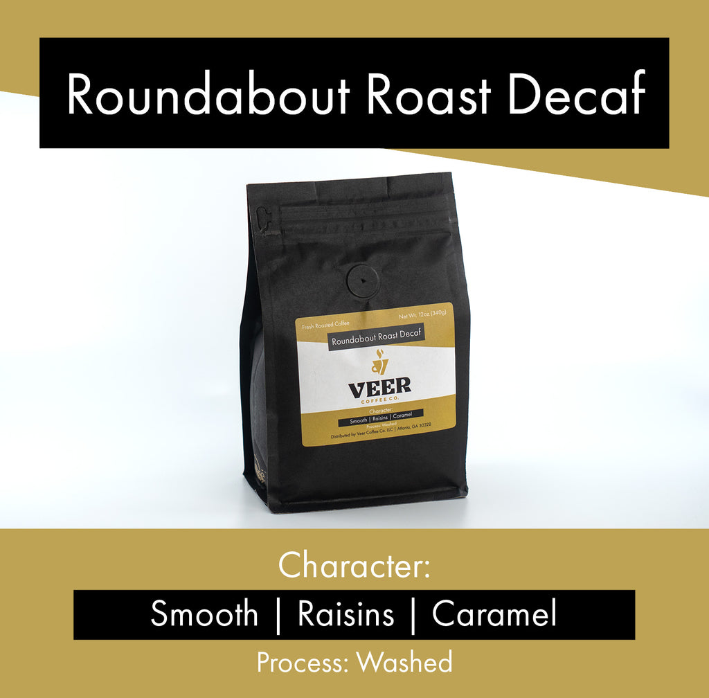Veer Coffee Co. Roundabout Roast Decaf, Coffee Bag and Tasting Notes